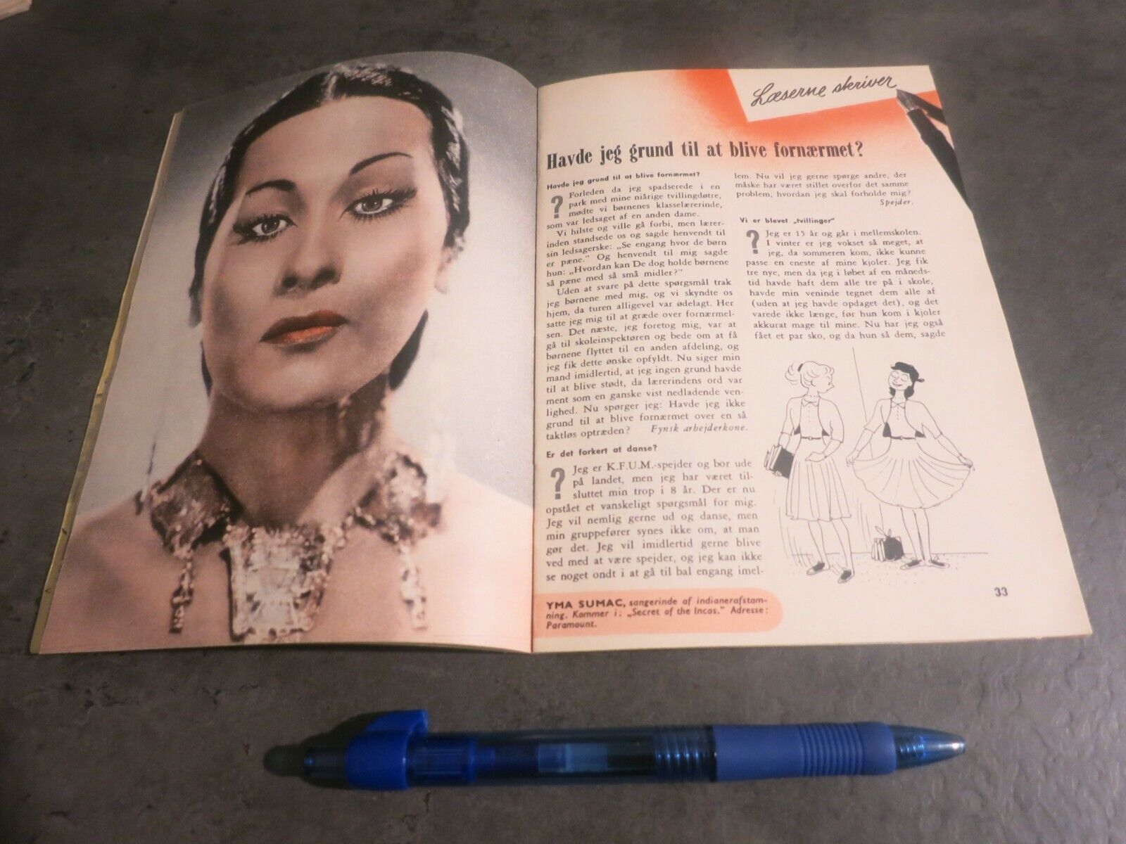 1956 CLAIRE AMORØE Yma Sumac DONALD O'CONNOR Jean Peters Danish Magazine H45