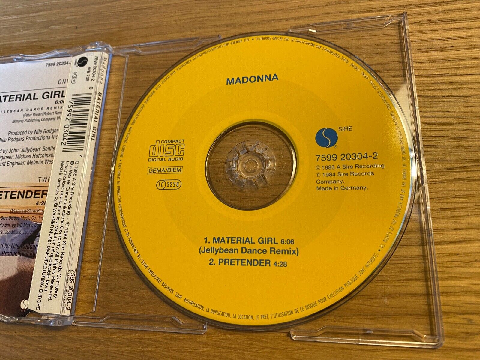 MADONNA "MATERIAL GIRL / PRETENDER" JELLYBEAN DANCE REMIX 1985 SIRE CD SINGLE