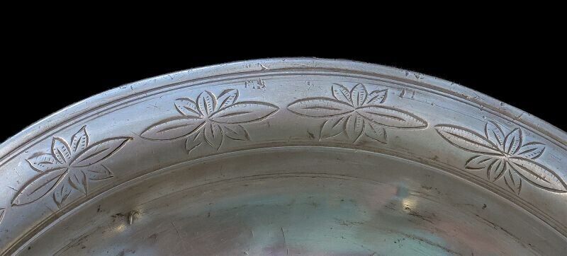 *SC* IMPORTANT GERMAN BAPTISMAL PEWTER DISH W CHRIST DATED 1721!