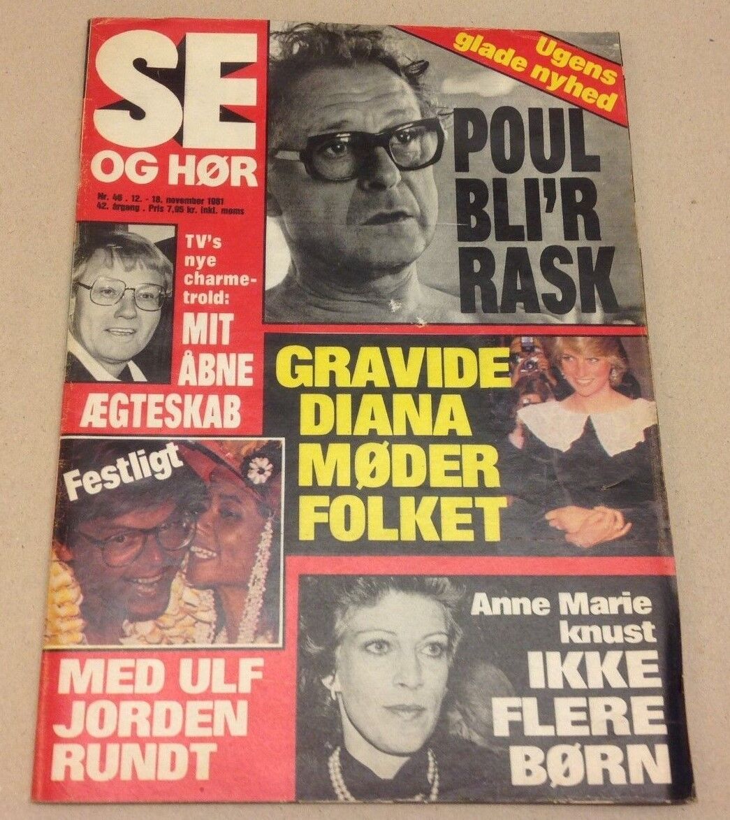 Princess Diana Lady Di Prince Charles Old Vtg Danish Magazine 1981 "Se og Hoer"