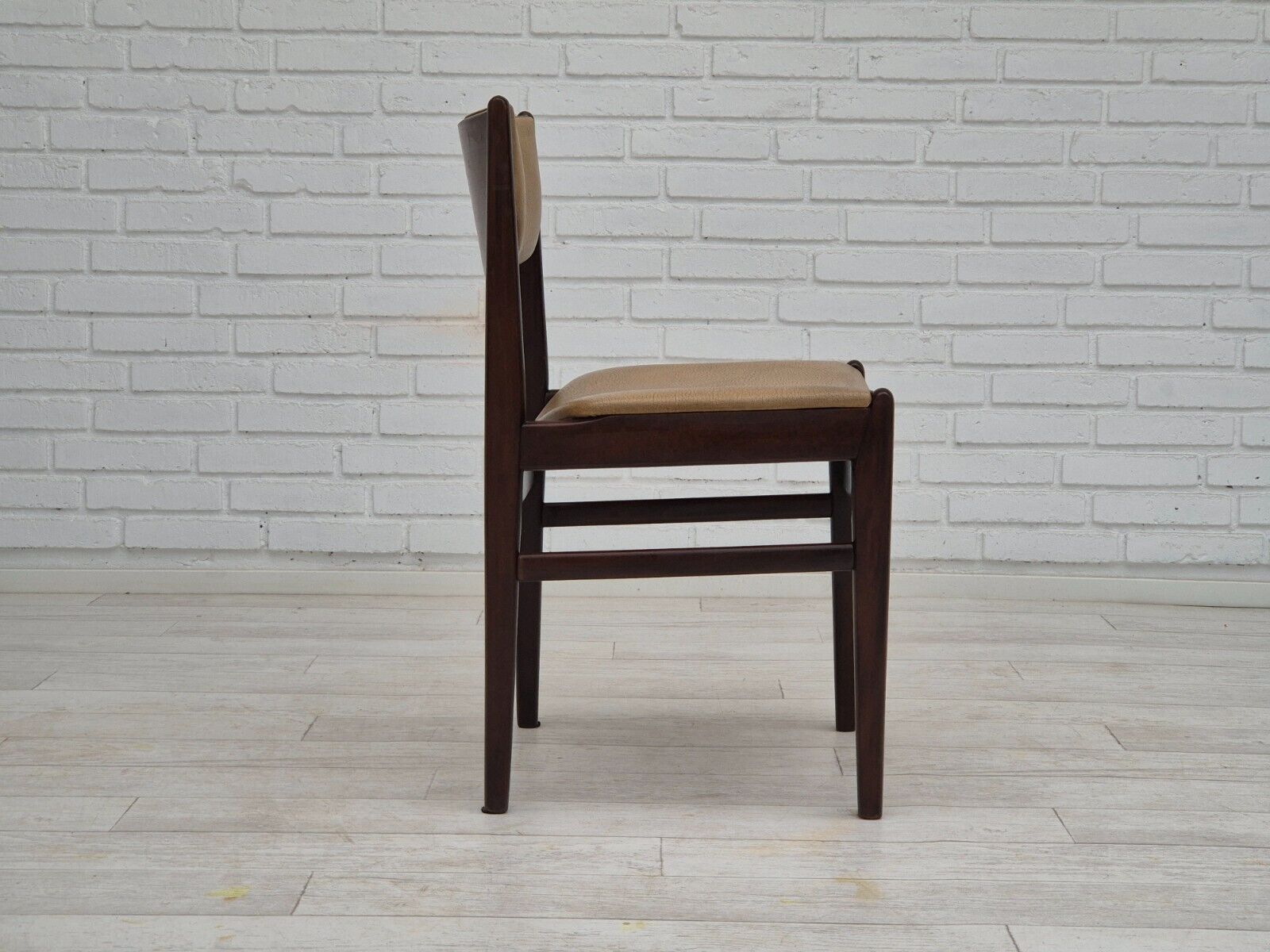 1970s set of 5 Danish dinning chairs original condition teak wood leather