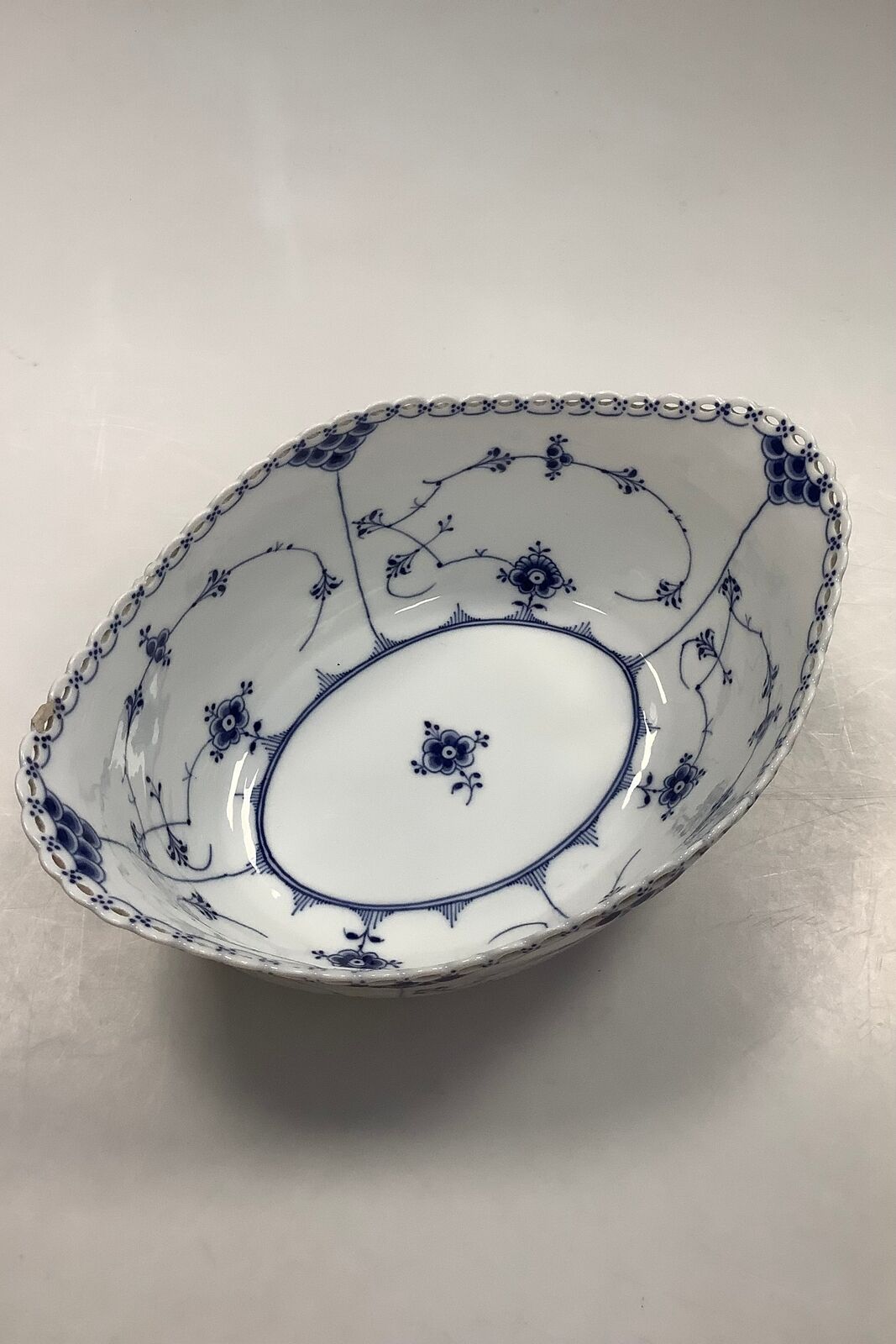 Royal Copenhagen Blue Fluted Full Lace Oval Bowl No 1102