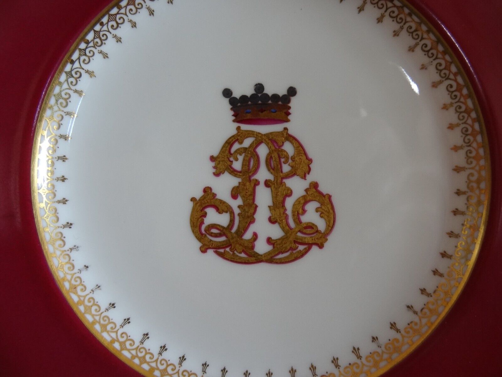 2 plates pirken hammer monogram with crown circa 1900