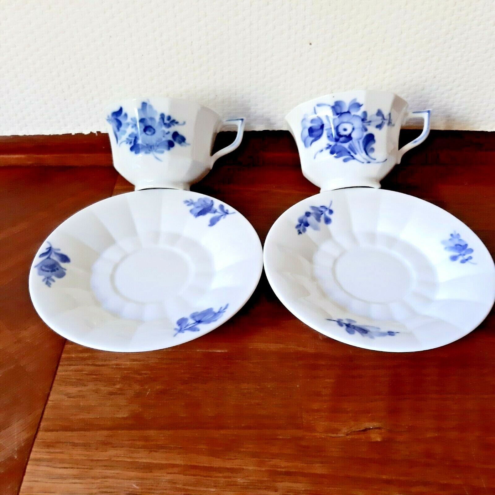 2 x COFFEE SETS BLUE FLOWER ANGULAR # 10- 8608 Royal Copenhagen 2nd