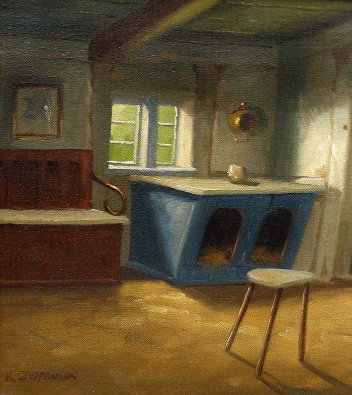 Steffensen Danish farmhouse interior with chicken coop ca 1940s