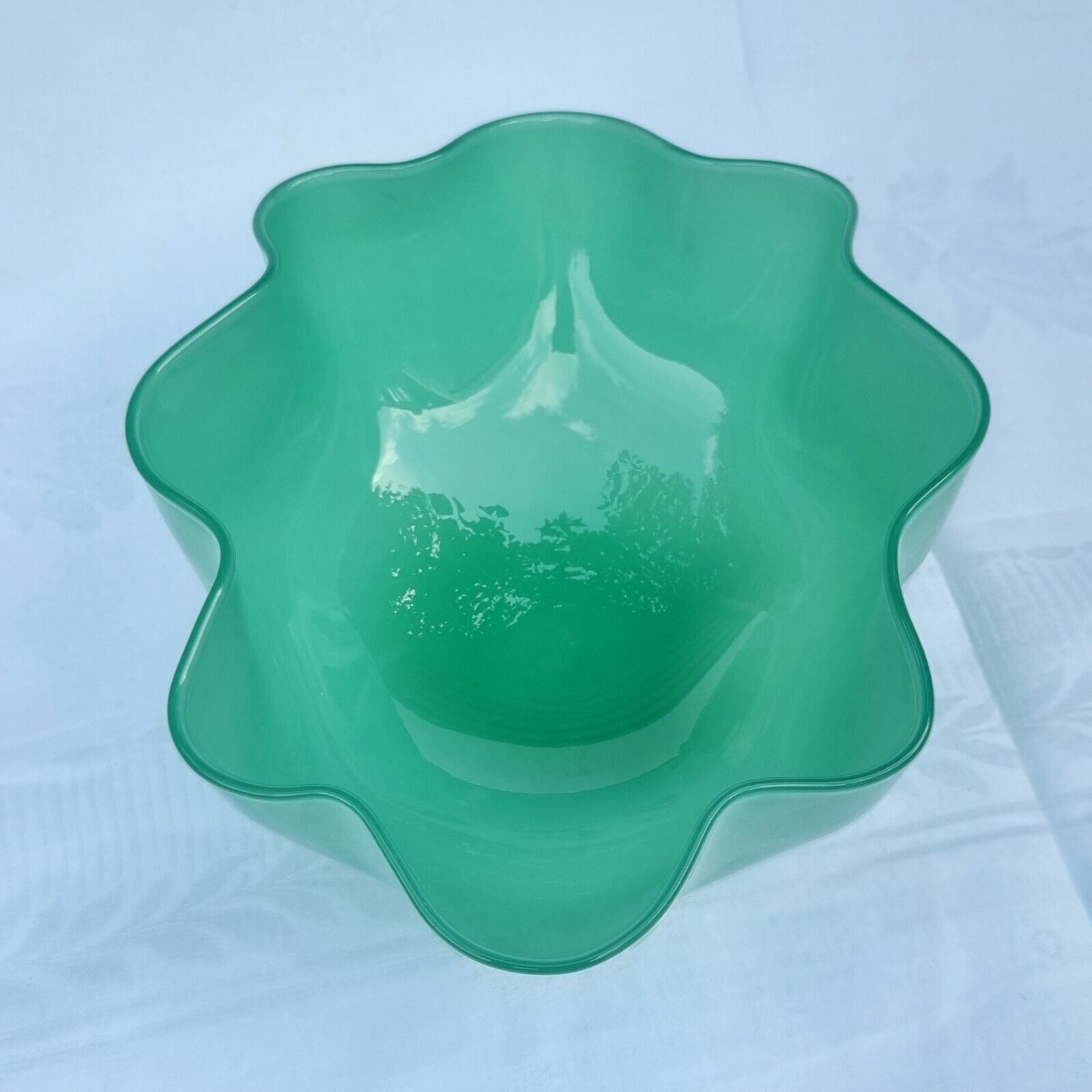 Orrefors Kantara bowl Sven Palmqvist Opalescent Green Glass Signed Expo