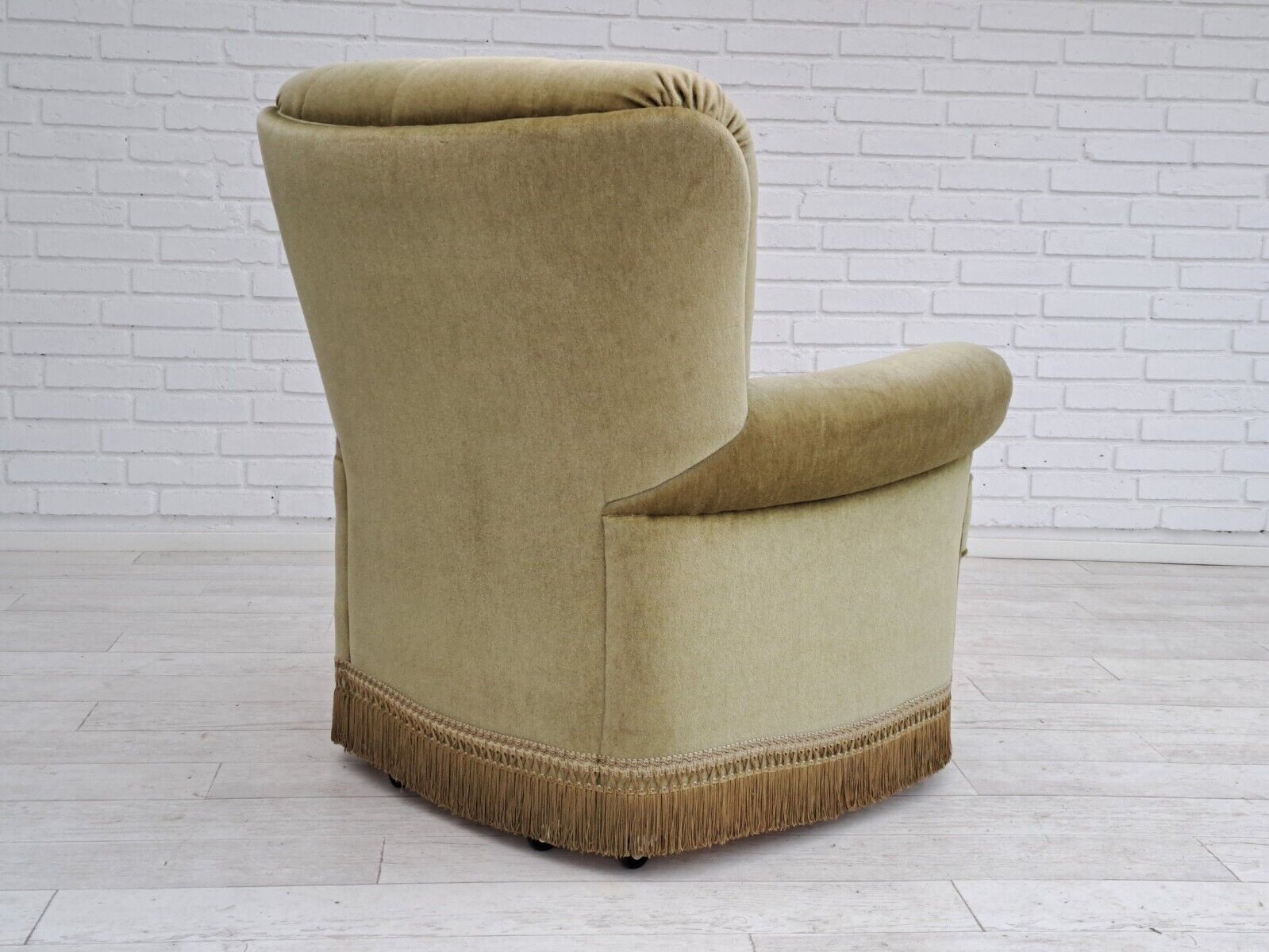 80s Danish velour chair original condition beech wood