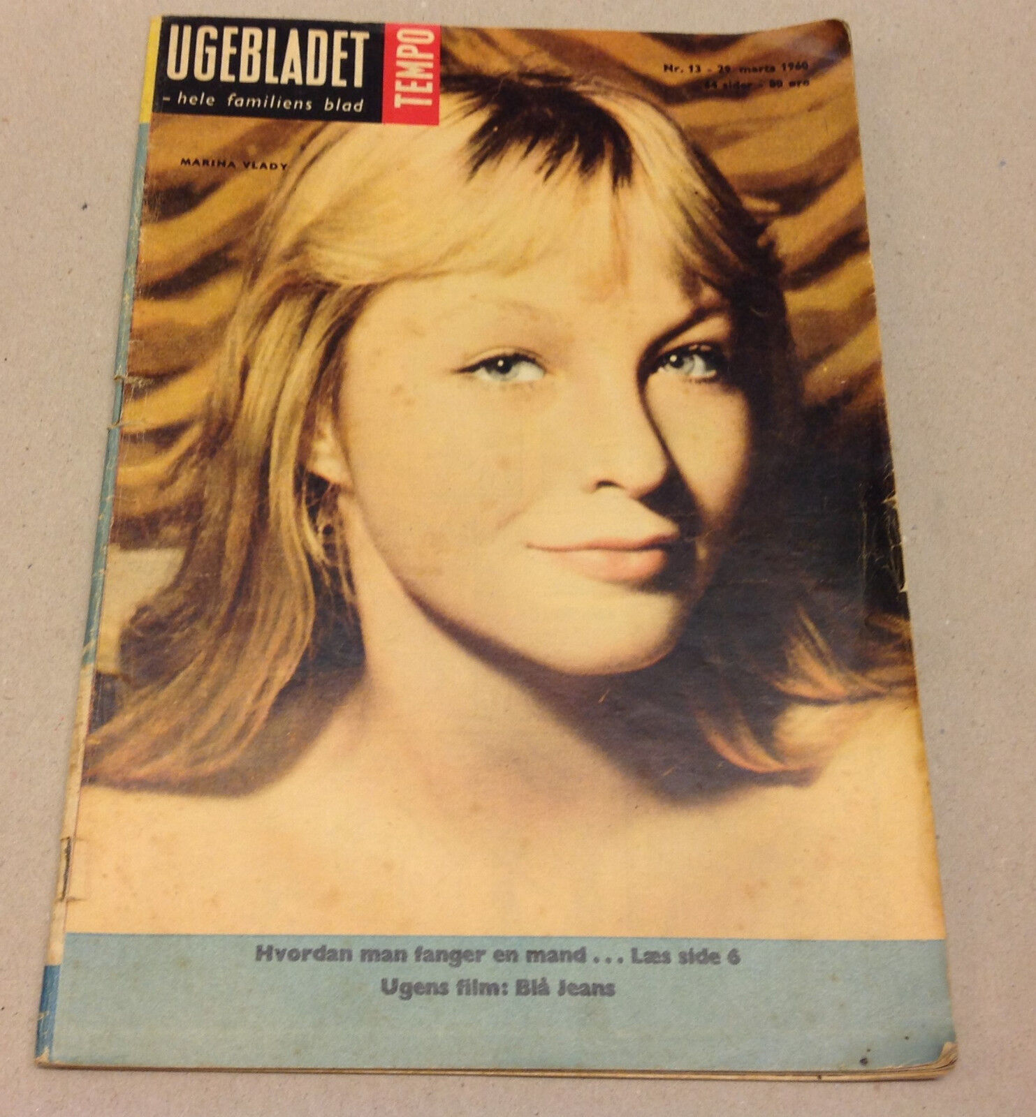 MARINA VLADY ACTRESS Front Cover original VINTAGE Danish Magazine "Tempo" 1960