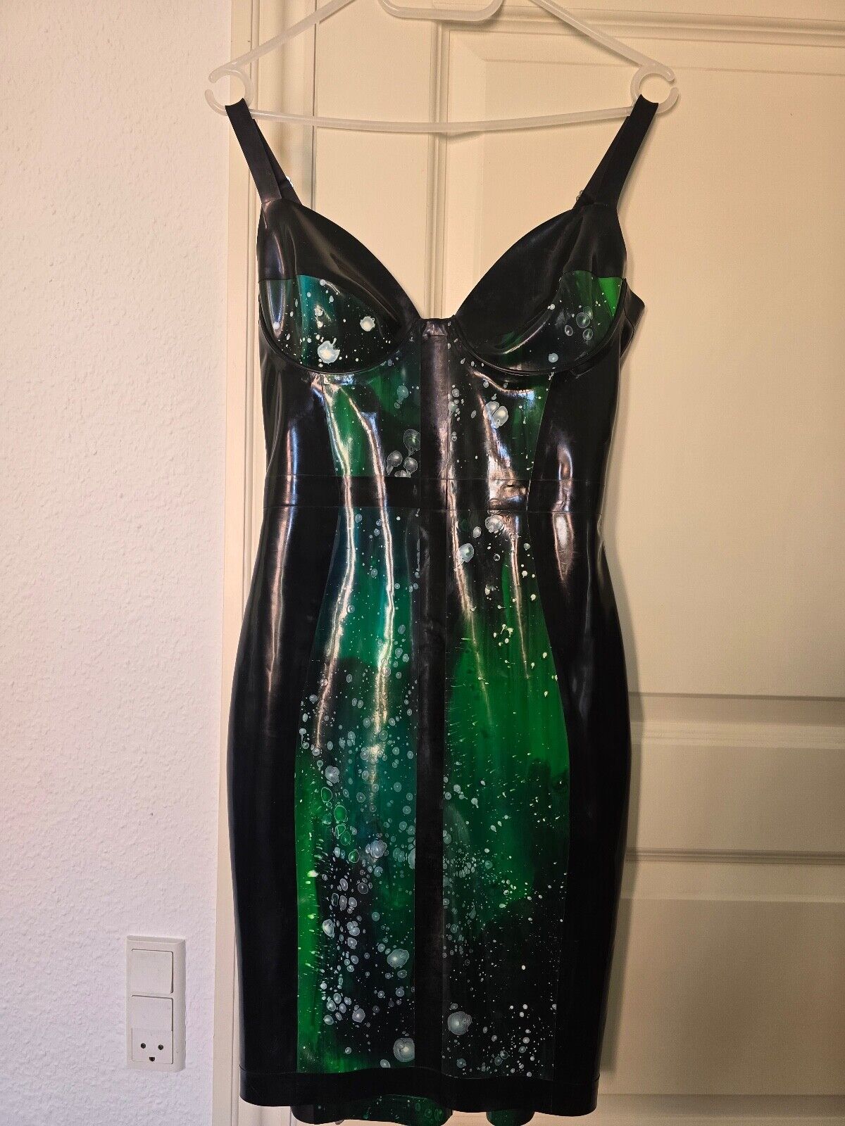 Pandora Deluxe Galaxy Green Latex Dress Size medium