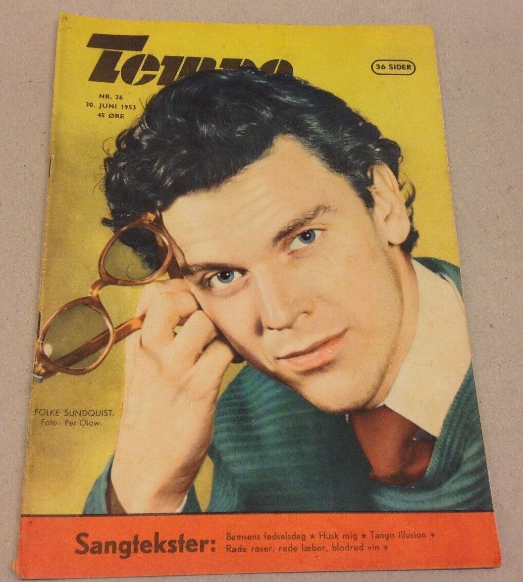 Folke Sundquist Sweden Front Cover Original Vintage Danish Magazine "Tempo" 1953