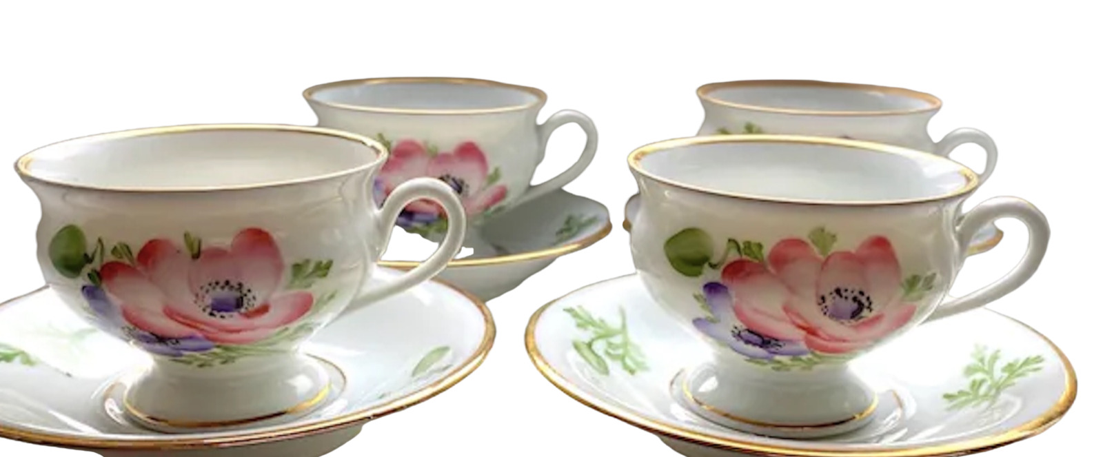 Set of 4 SETS:  Porcelain Demitasse Cup Set