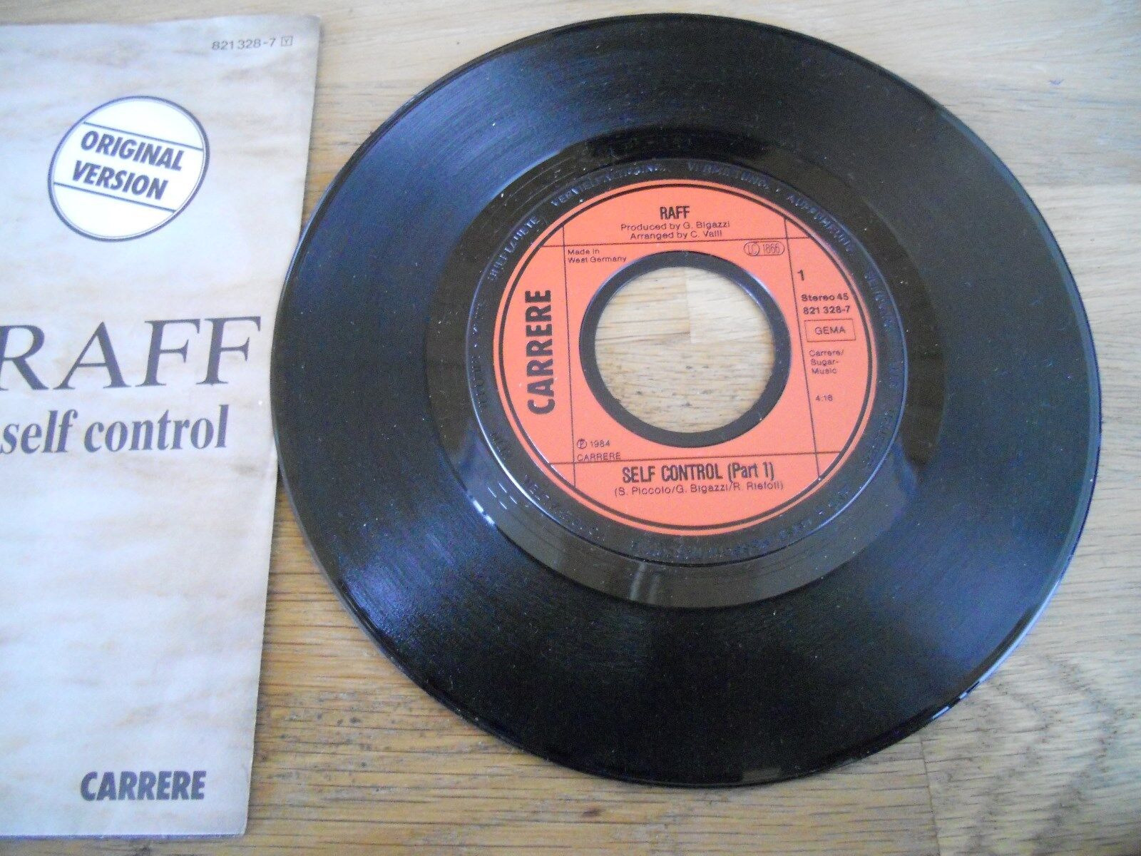 RAFF SELF CONTROL PART I  PART II 1984 GEMA CARRERE RECORDS ITALO HIGH ENERGY 7