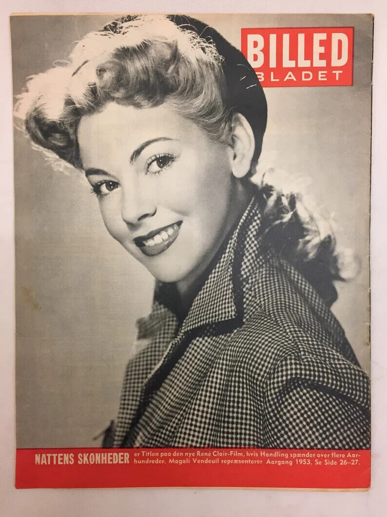 Magali Vendeuil French Actress On Cover -  Danish Magazine 1950s "Billed-Bladet"