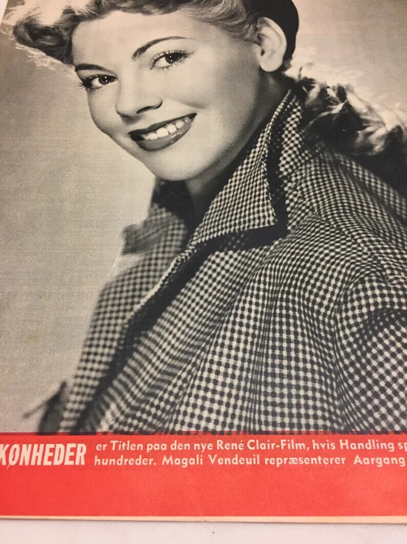 Magali Vendeuil French Actress On Cover -  Danish Magazine 1950s "Billed-Bladet"