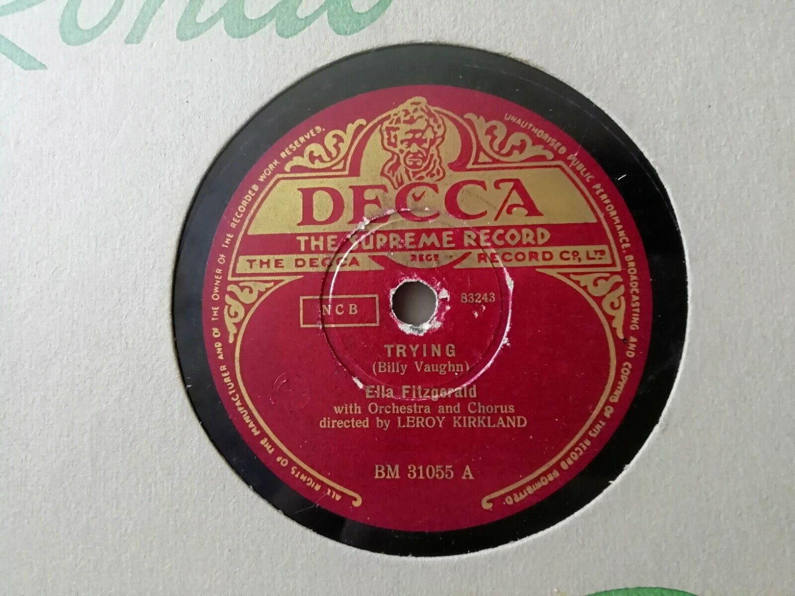 78 rpmELLA FITZGERALDTrying/My Bonnie Lies Over The Ocean Decca USAVG