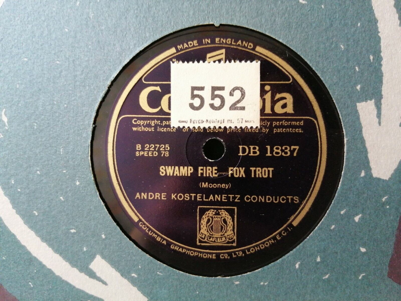 78 rpm :ANDRE KOSTELANETZTiger Rag-Fox Trot/Swamp Fire-Fox TrotColumbia