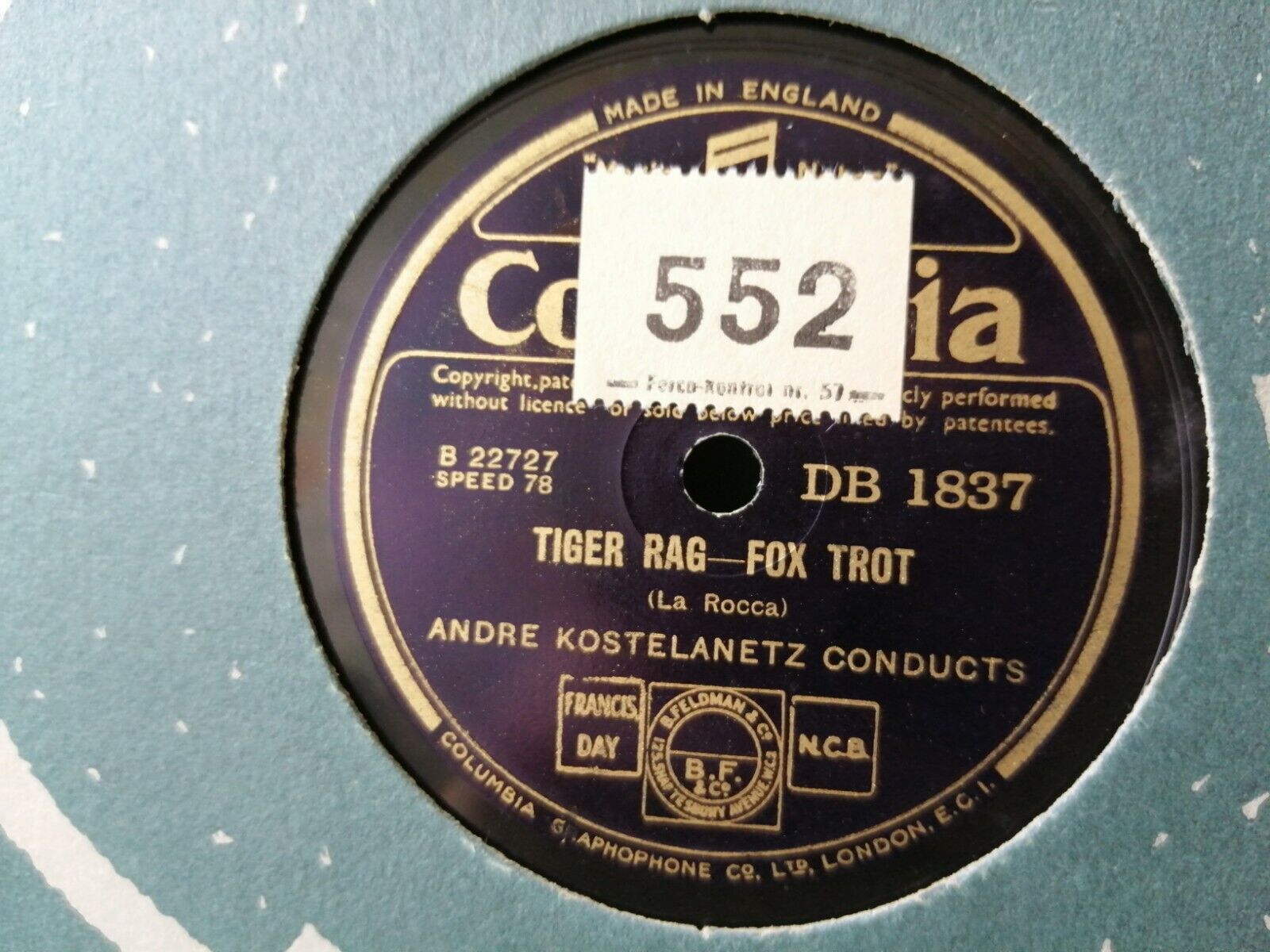 78 rpm :ANDRE KOSTELANETZTiger Rag-Fox Trot/Swamp Fire-Fox TrotColumbia