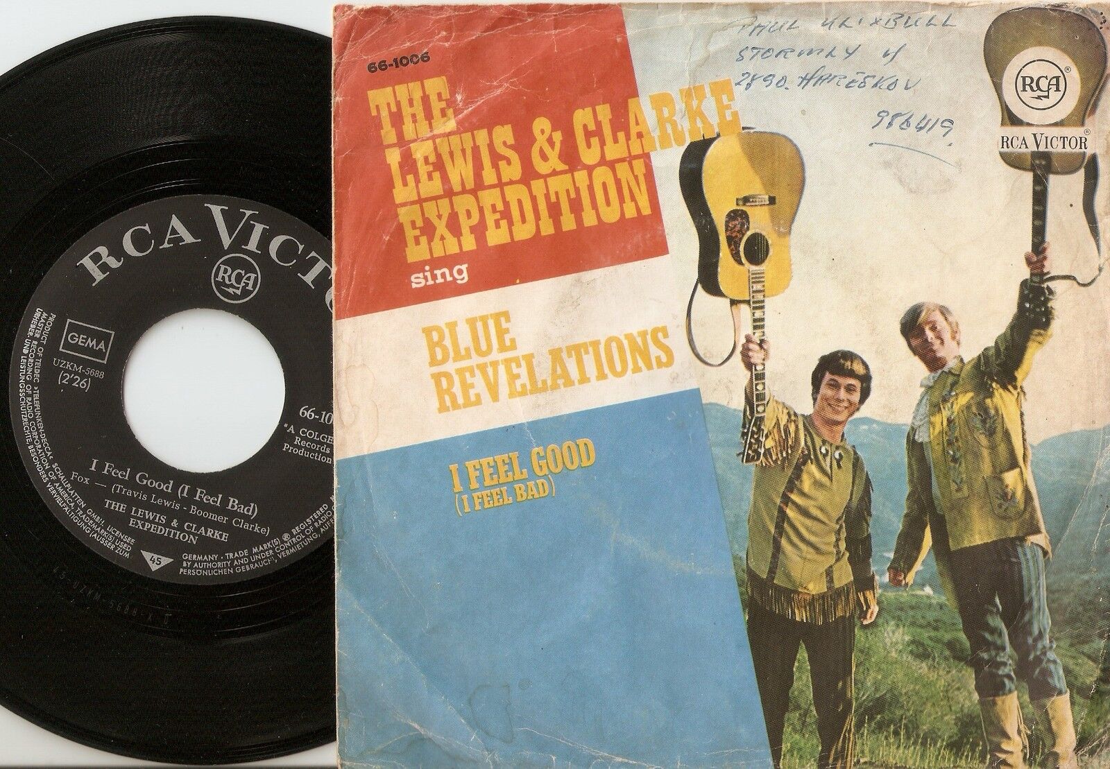 LEWIS  CLARK EXPEDITION BLUE REVELATIONS I FEEL GOOD GERMAN 45+PS `67 MOD PSYCH