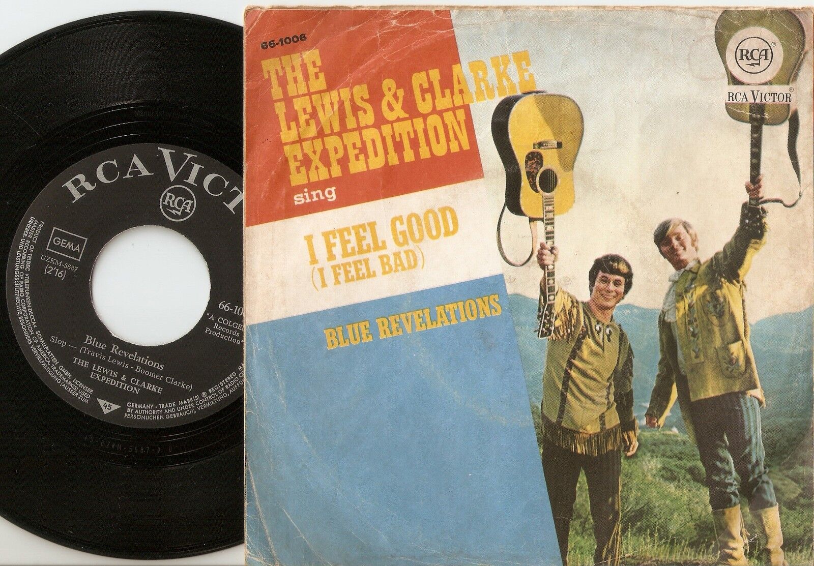 LEWIS  CLARK EXPEDITION BLUE REVELATIONS I FEEL GOOD GERMAN 45+PS `67 MOD PSYCH