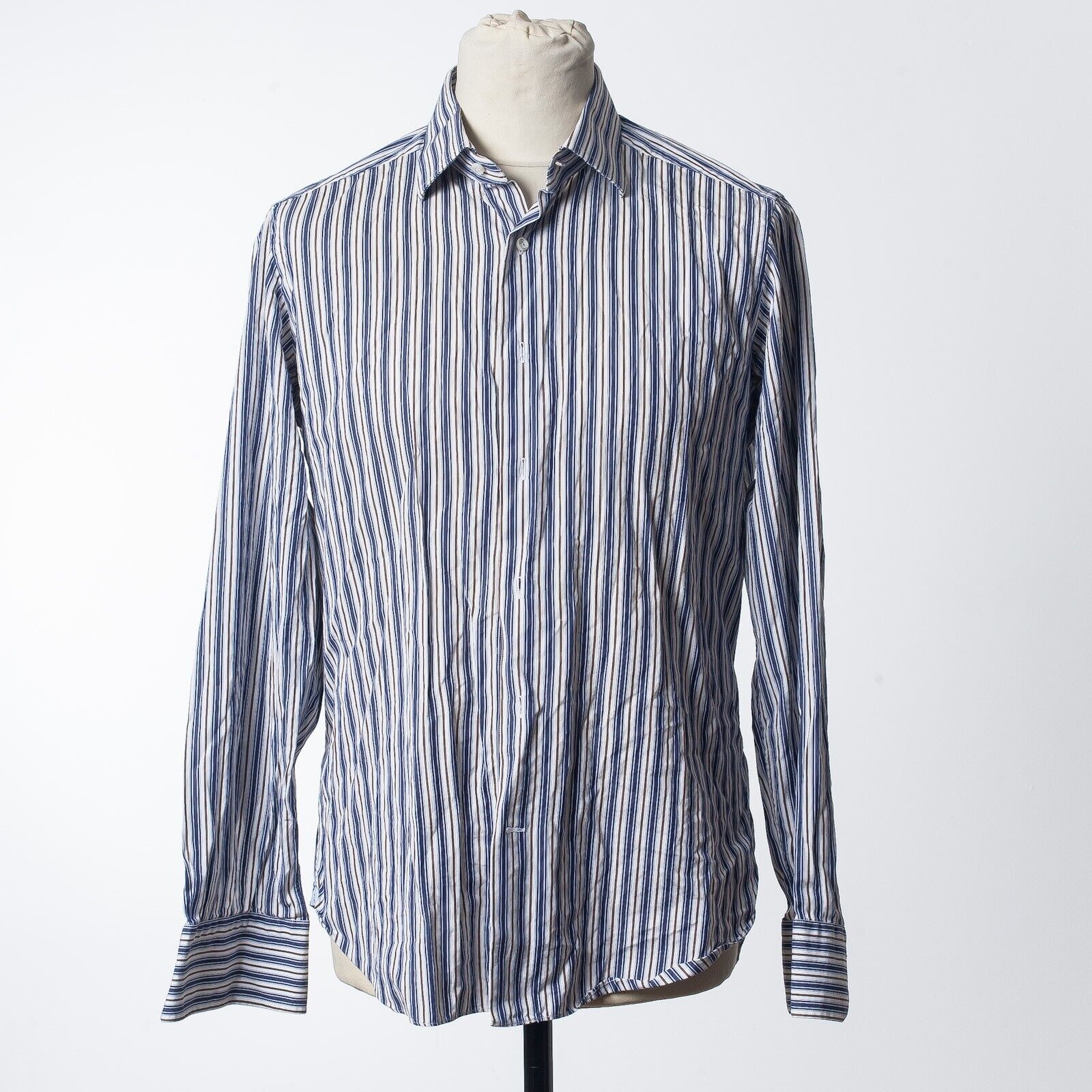 MASTAI FERRETTI Blue Striped Dress Shirt Italy Made 40/1575