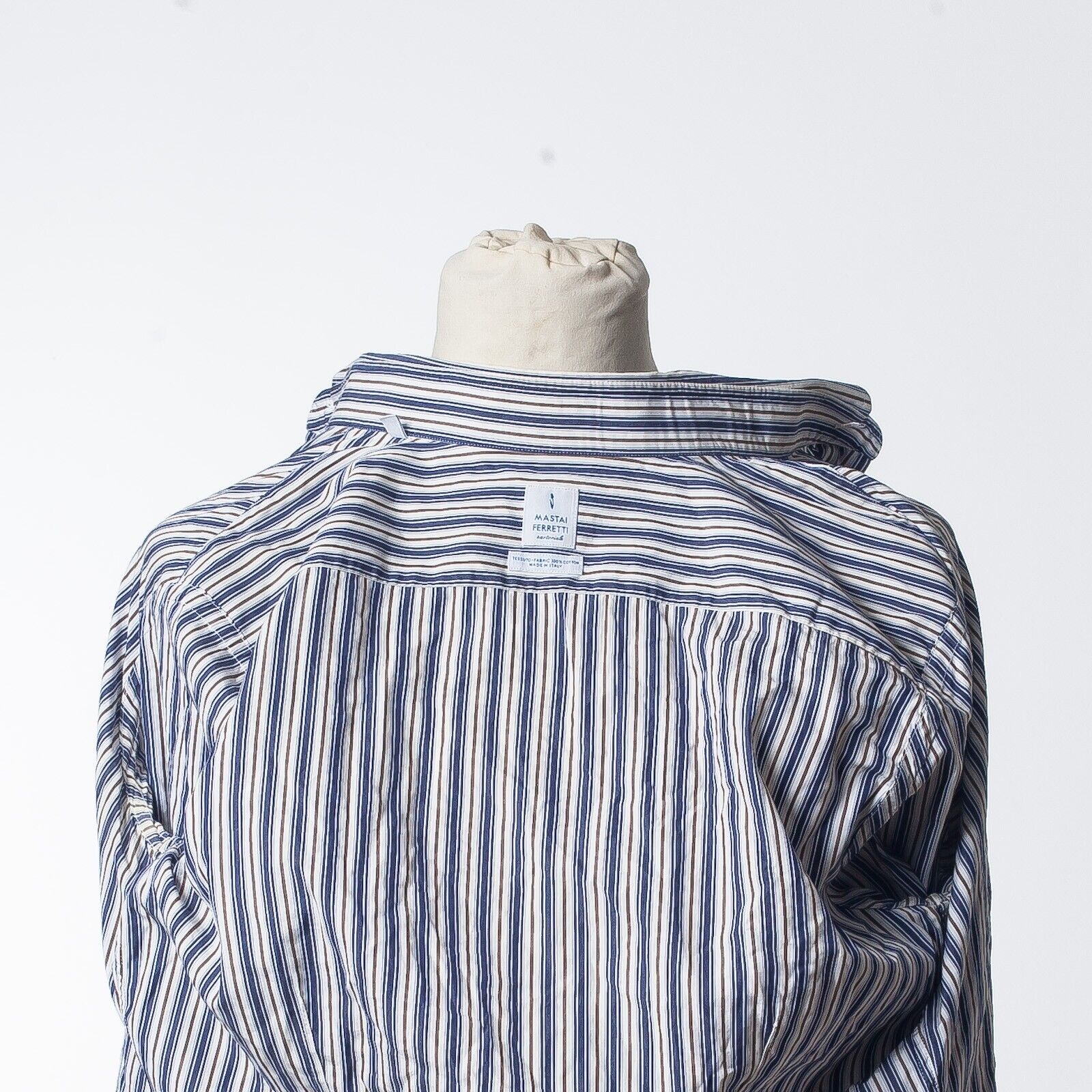 MASTAI FERRETTI Blue Striped Dress Shirt Italy Made 40/1575