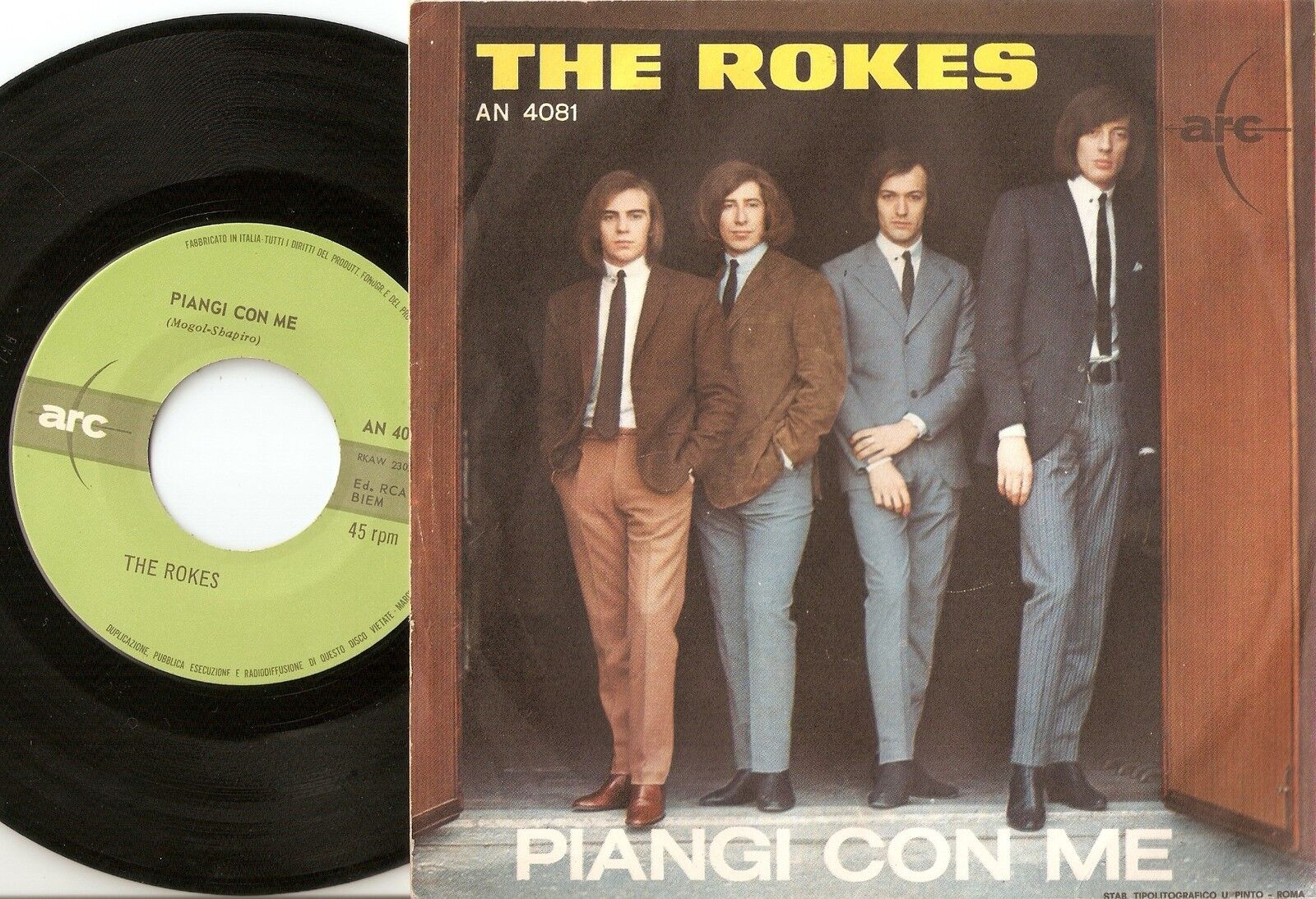 THE ROKES CHE COLPA  PIANGI CON ME/LIVE FOR TODAY ITALY 45+PS `66 MOD FREAKBEAT