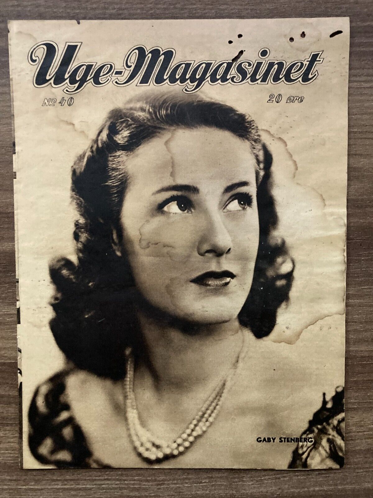 Gaby Stenberg Front Cover 1940s Complete Antique Danish Magazine "Uge-Magasinet"