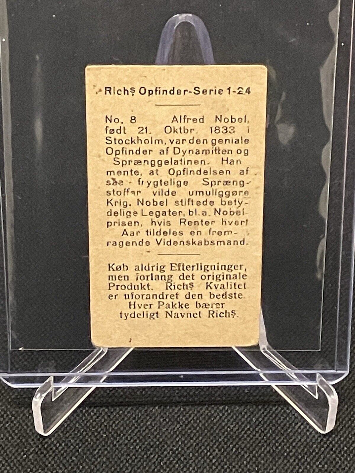 1927 Rich’s Collectors Vintage Inventor Series Alfred Nobel #8