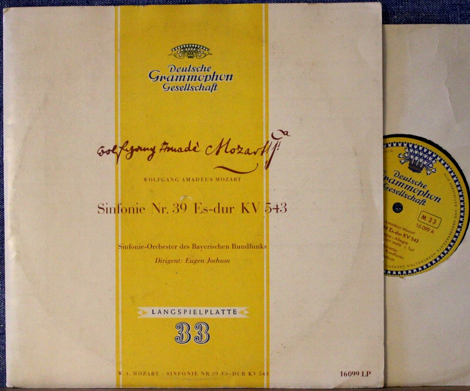 Jochum Mozart (Symphony 39) DGG 16099 LP (10") NM