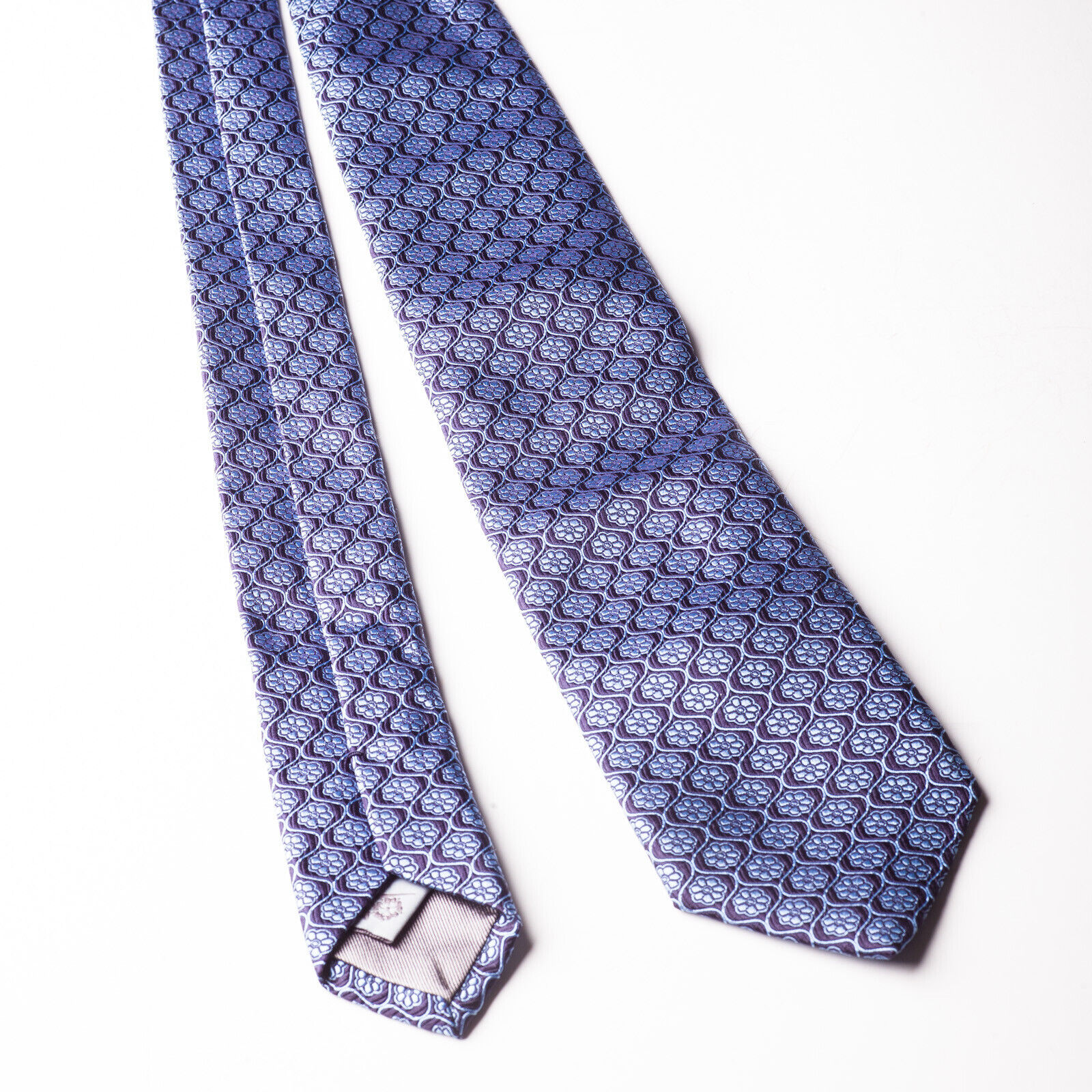 PENROSE Blue Jaquard Flower Silk Tie UK Made