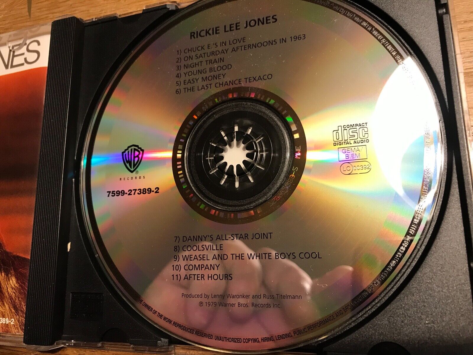 RICKIE LEE JONES 1979 DEBUT CD ALBUM 11 TRACKS WARNER BROS RECORDS 1 PRESSING*