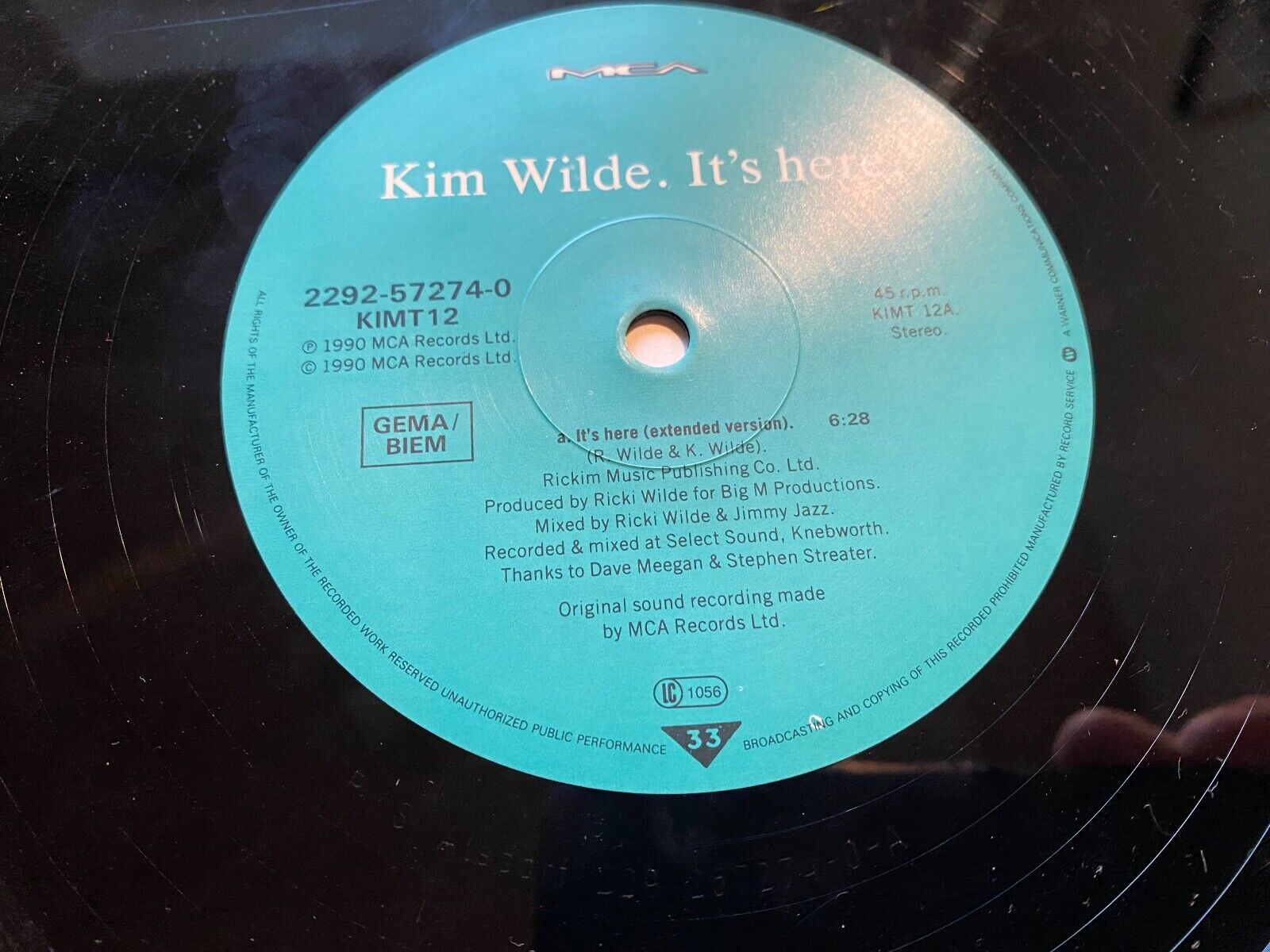 KIM WILDE "IT´S HERE" MCA RECORDS 1990 3 TRACKS  GERMAN 1 PRESS 12" MAXI 45 RPM