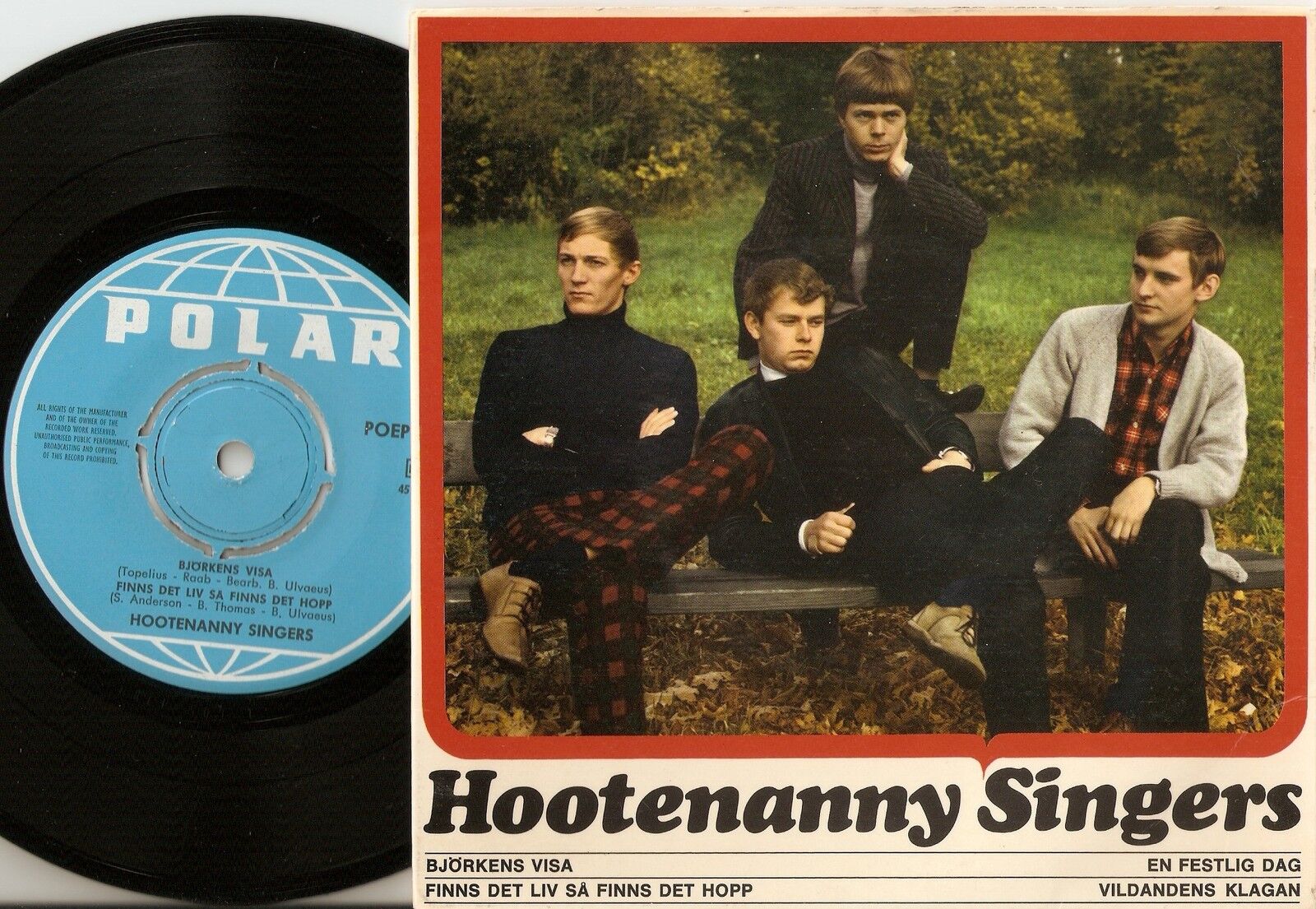 HOOTENANNY SINGERS EP SWEDISH 45+PS 1965 BEAT FOLK ABBA BJÖRN ULVAEUS FIRST BAND