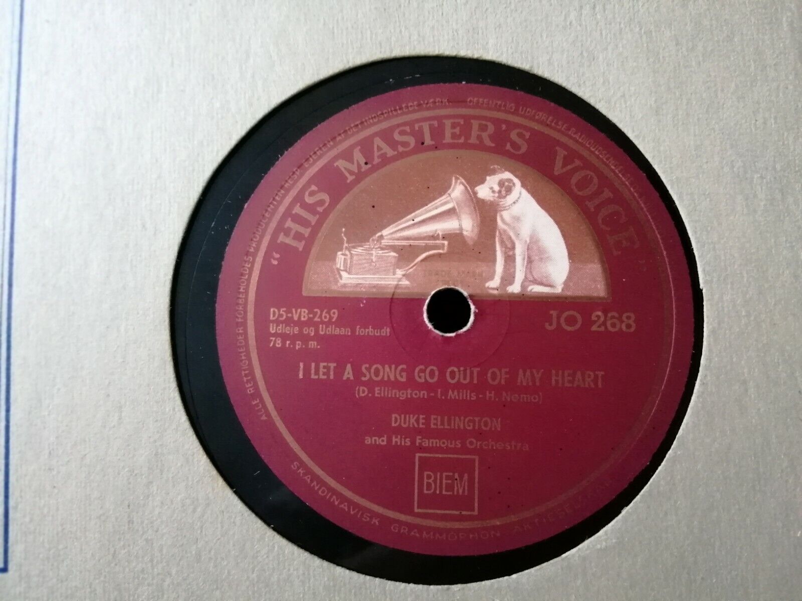 78 rpmDUKE ELLINGTONI Let A Song Go Out Of My Heart/In A Sentimental Mood