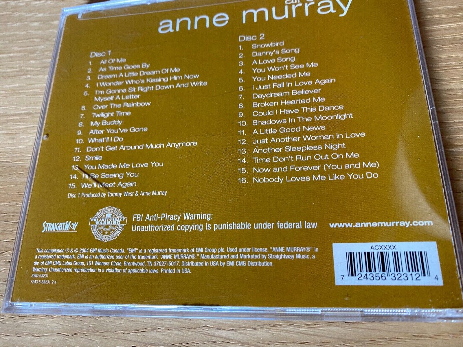 ANNE MURRAY "ALL OF ME" 2 X CDALBUM 31 TRACK PRESS 2004 EMI MUSIC CANADA WRITING