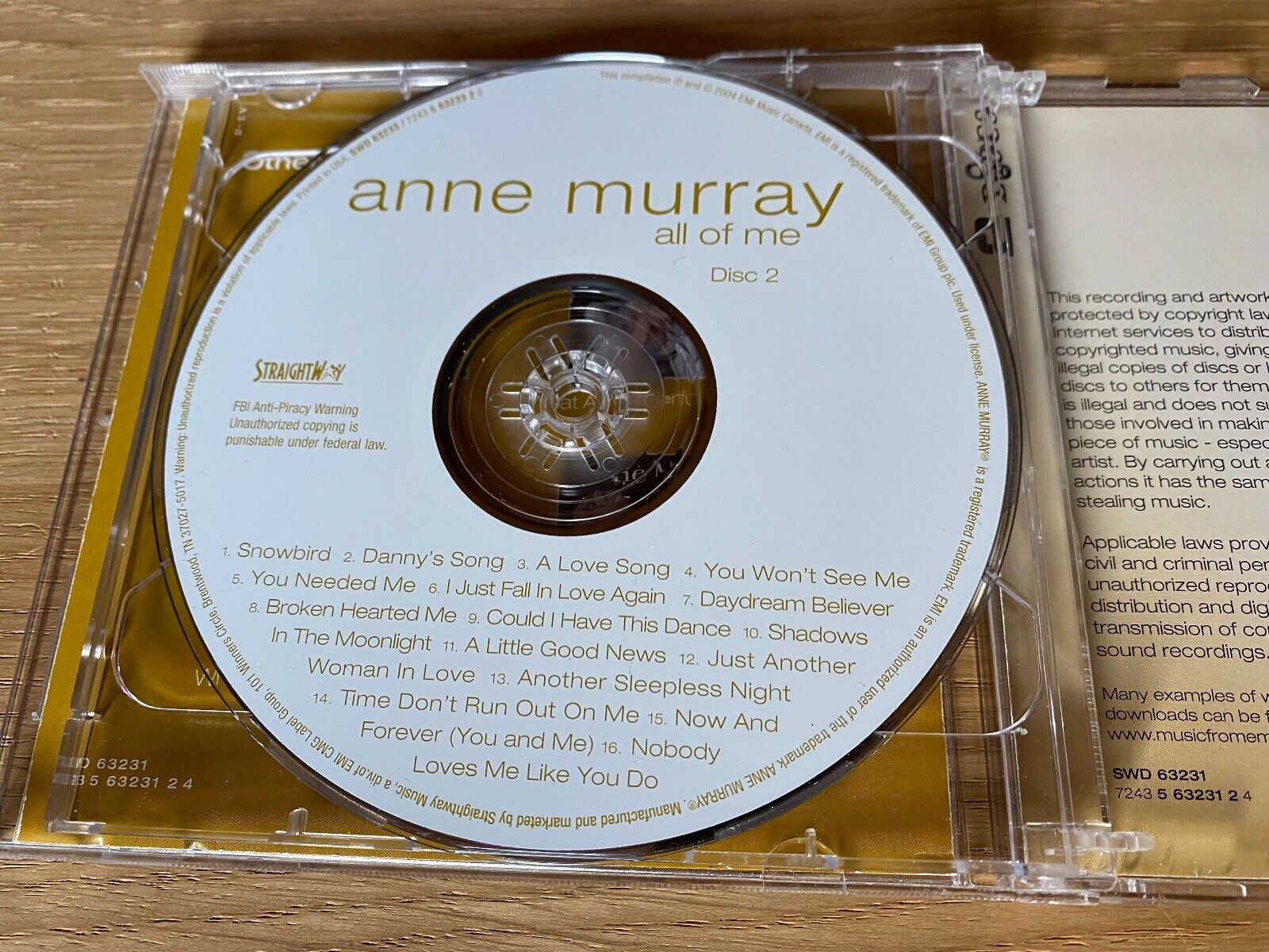 ANNE MURRAY "ALL OF ME" 2 X CDALBUM 31 TRACK PRESS 2004 EMI MUSIC CANADA WRITING