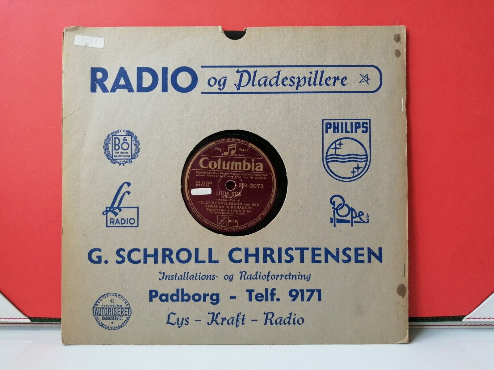 78 RPM  shellacFELIX MENDELSSOHN AND HIS HAWAIIAN SERENADERSHarry Brooker