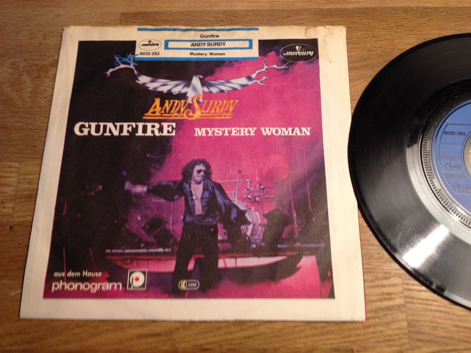 ANDY SURDY "GUNFIRE/MYSTERY WOMAN" MERCURY RECORD 1979 WEST GERMANY OUT OF PRINT