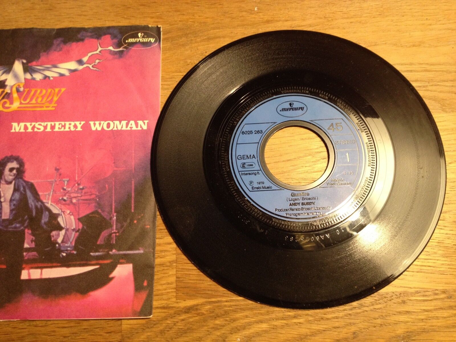 ANDY SURDY "GUNFIRE/MYSTERY WOMAN" MERCURY RECORD 1979 WEST GERMANY OUT OF PRINT