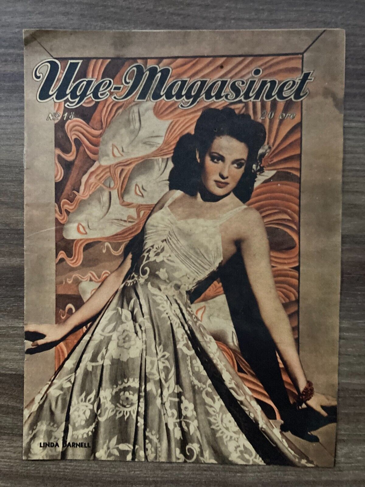 Linda Darnell on Cover 1940s Complete Antique Danish Magazine "Uge-Magasinet"