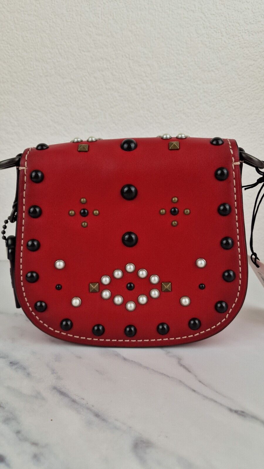 Coach 1941 Saddle 17 With Western Rivets in Red Leather - Coach 56564