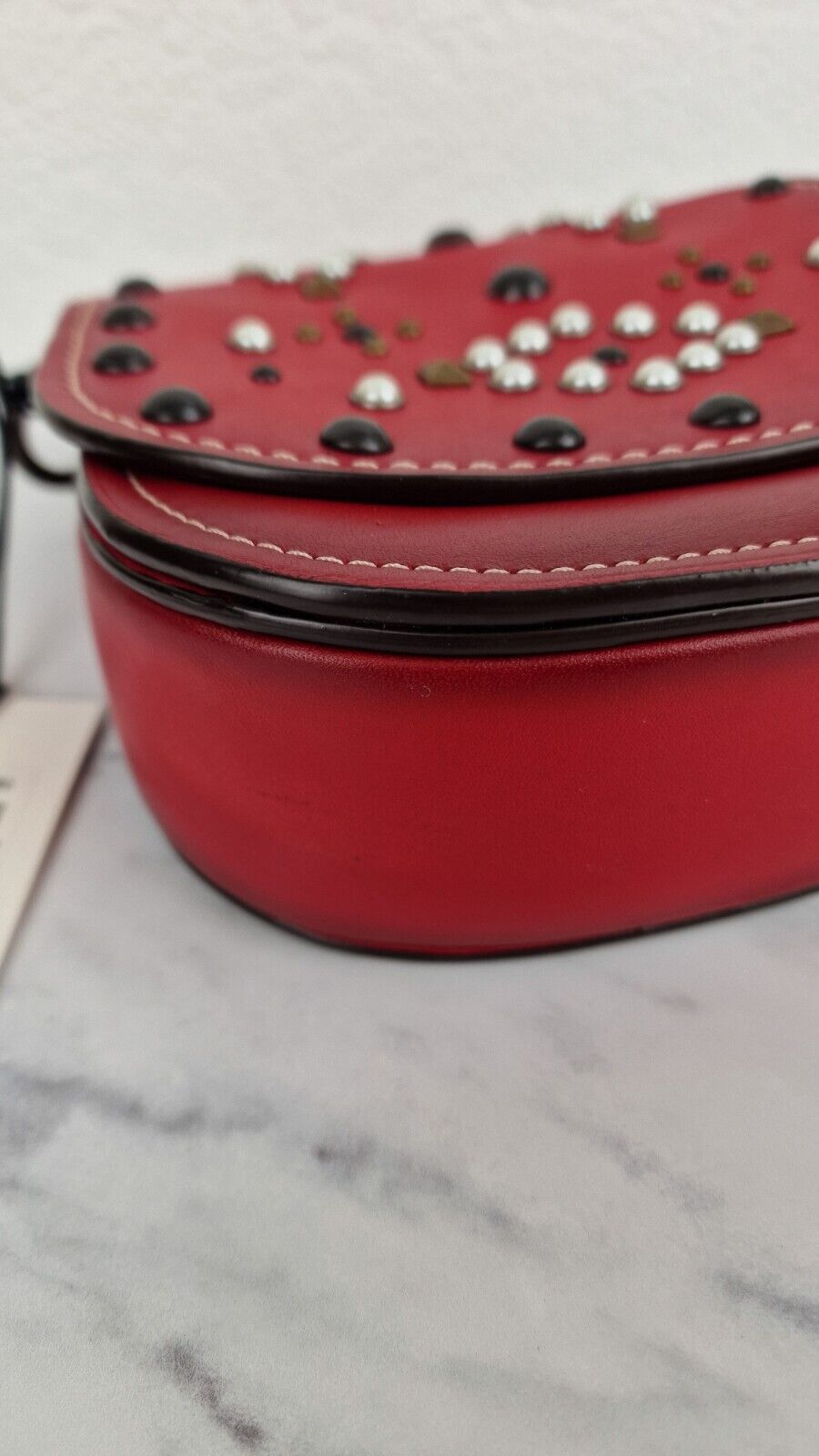 Coach 1941 Saddle 17 With Western Rivets in Red Leather - Coach 56564