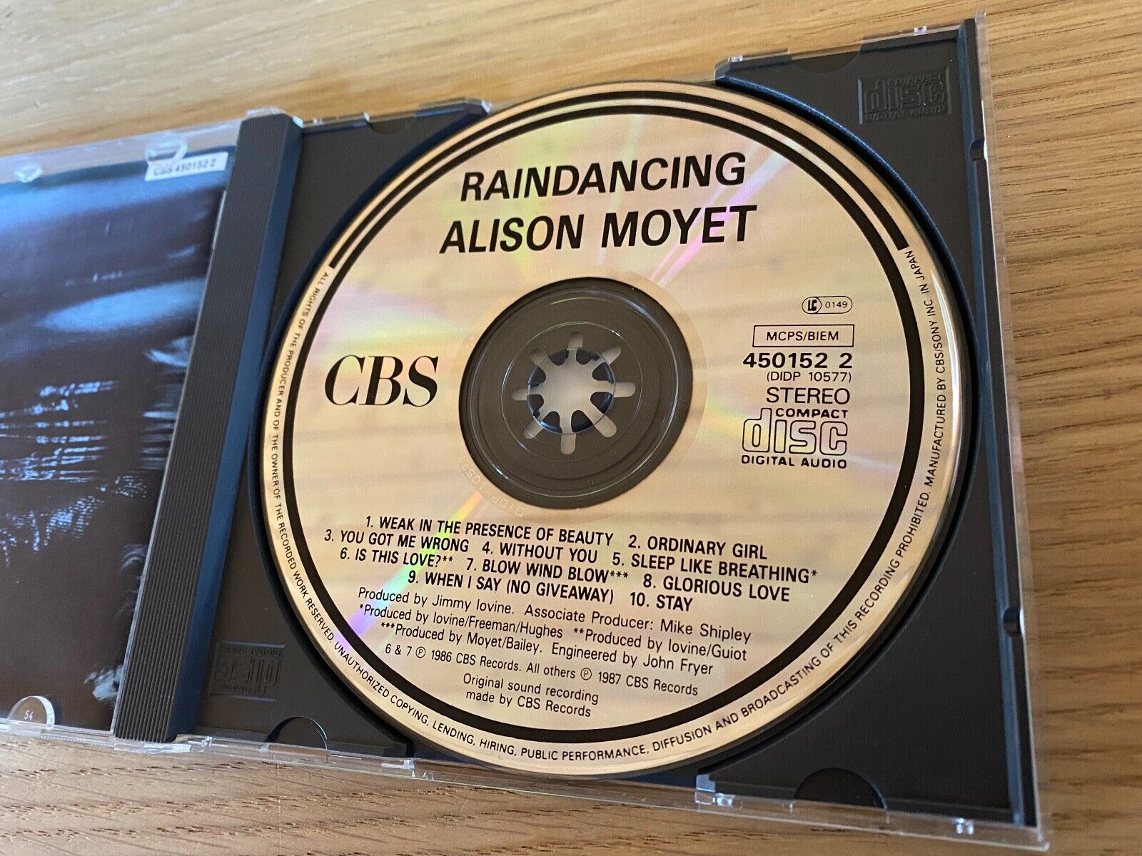 ALISON MOYET "RAINDANCING" 1987 CD ALBUM 10 TRACK CBS RECORDS 1 PRESS JAPAN RAR