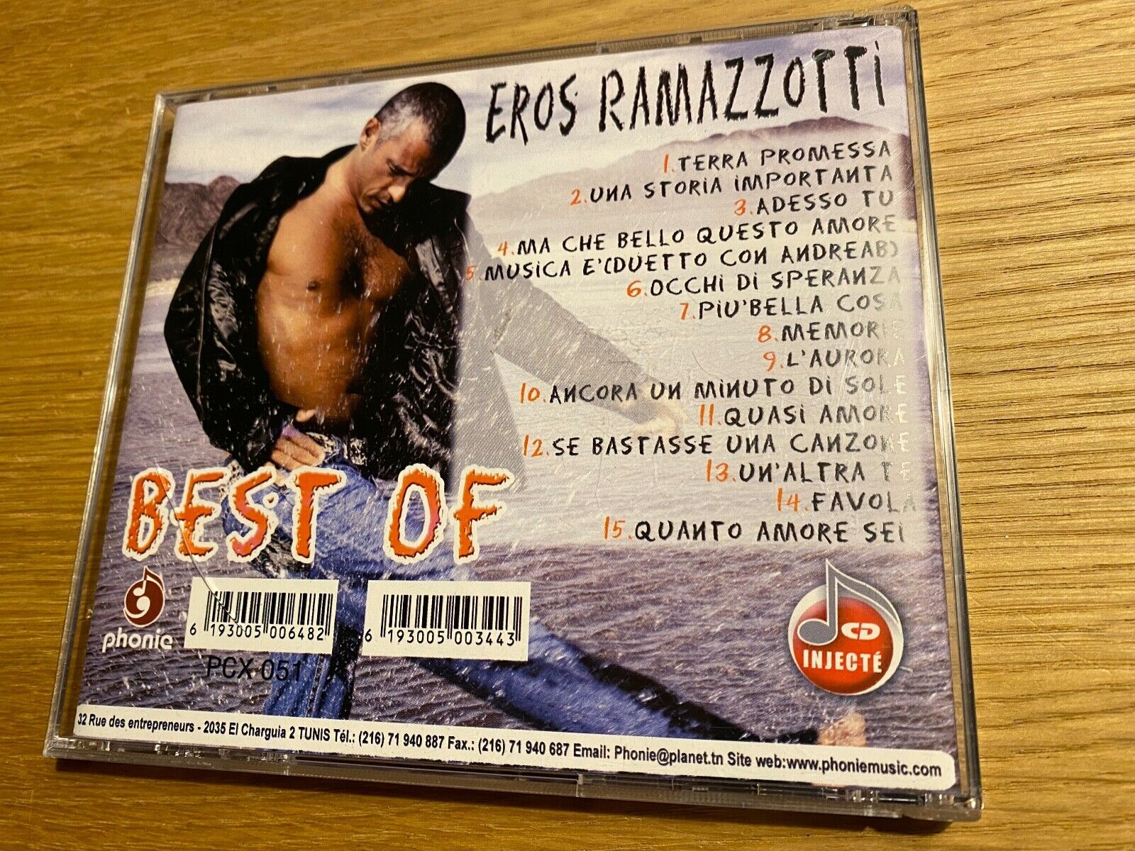 EROS RAMAZZOTTI "BEST OF EROS RAMAZZOTTI" CD ALBUM TUNIS 1 PRESSING 15 TRACK CD