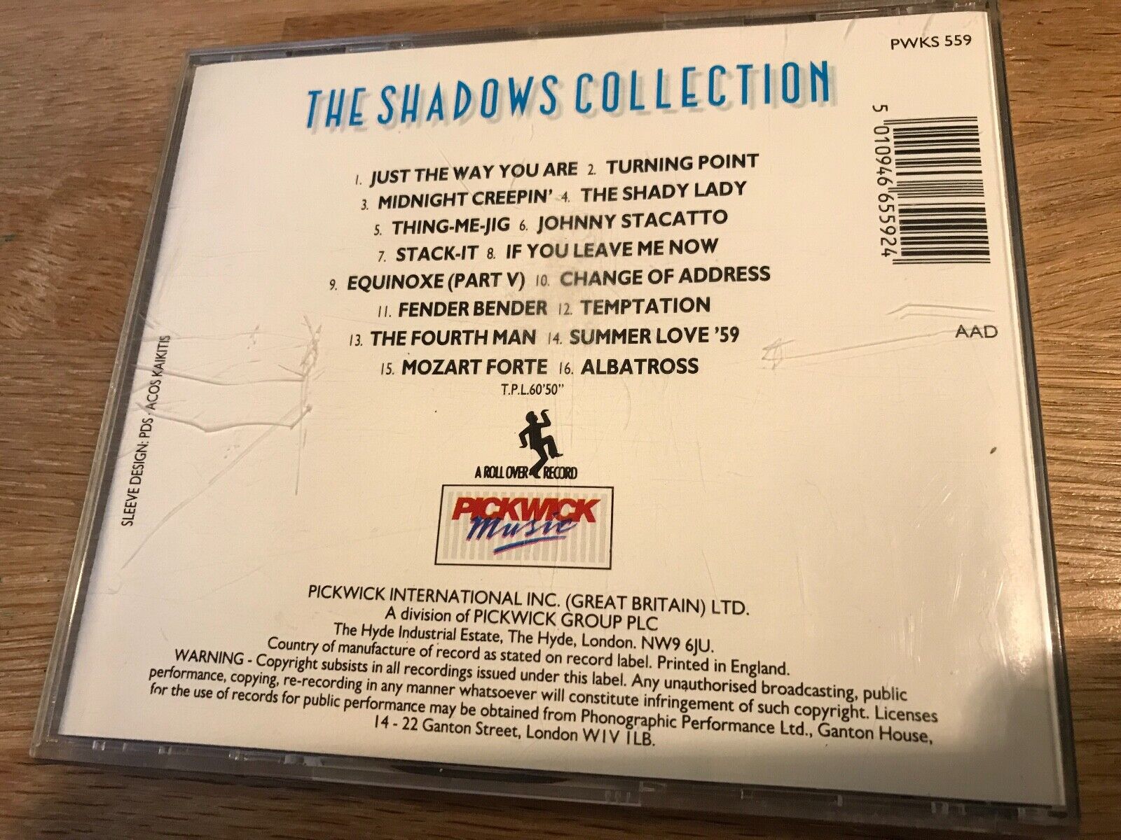 THE SHADOWS "THE SHADOW COLECTION" 1989 CD ALBUM 16 TRACKS PICKWICK UK RARE UK