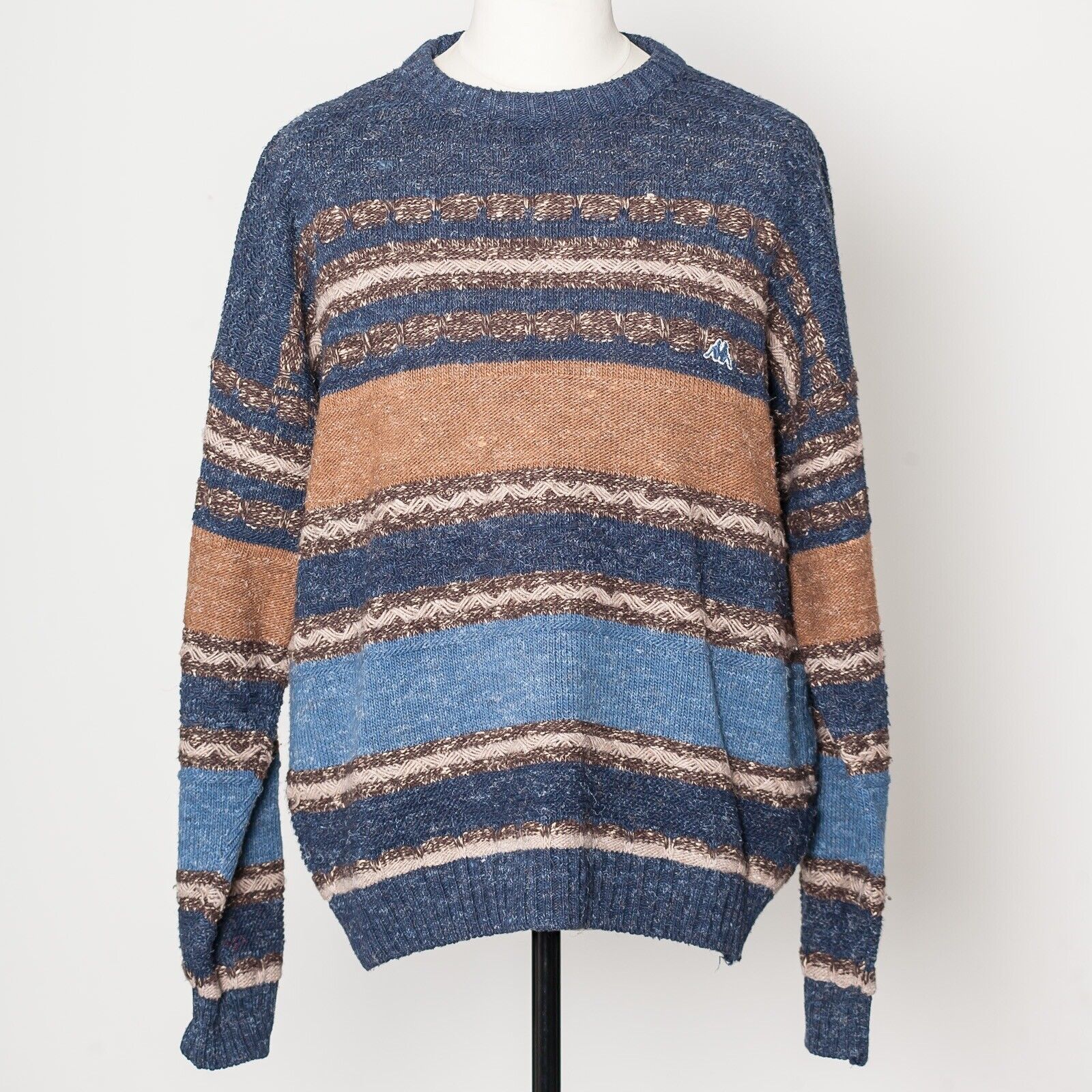 ROBE DI KAPPA Blue Brown Wool Blend Crewneck Sweater Size L