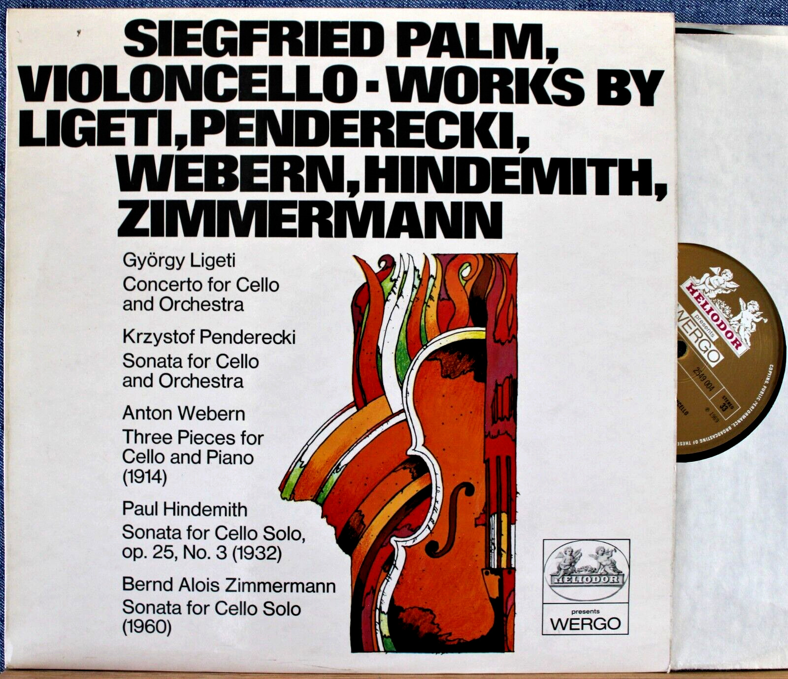 Palm Cello works by Ligeti Penderecki Webern etc Heliodor 2549 004 NM