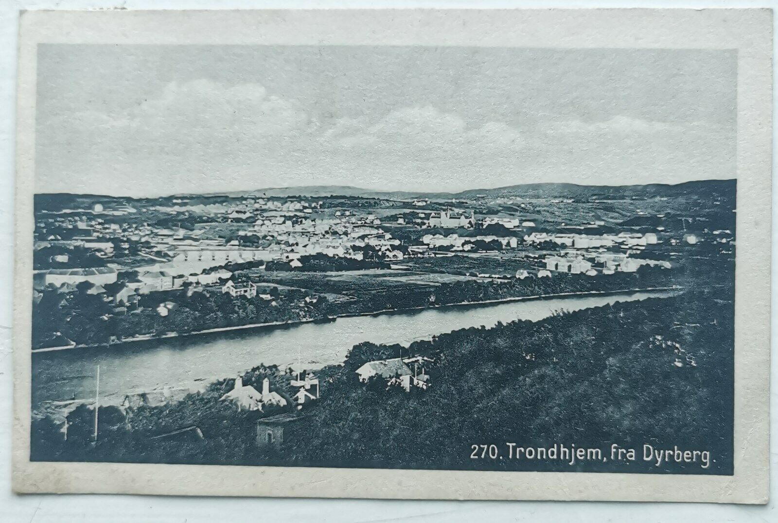 Vintage postcard from Norway: Dyrberg Trondhjem Mailed to Denmark in 1920