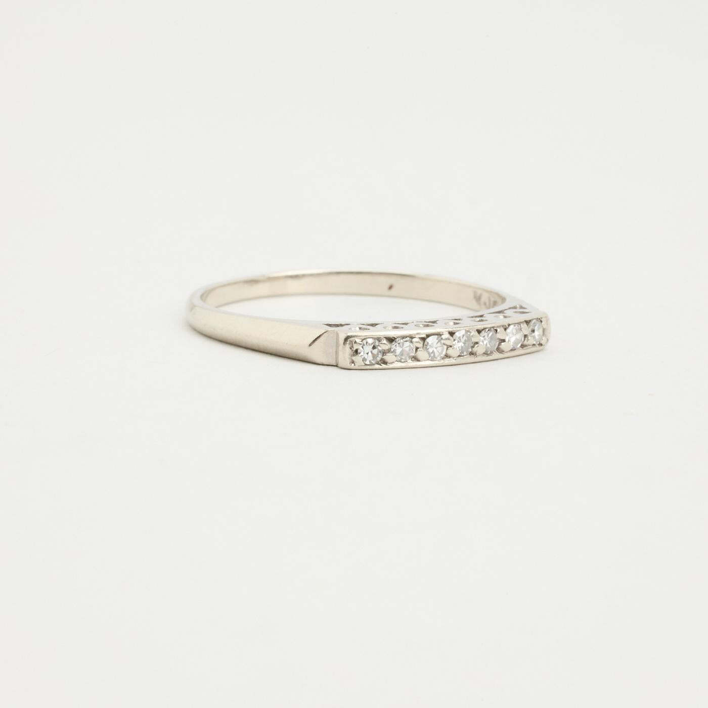 Ring with diamond (0035 ct) in 14K White gold size 6¾ - 7¼ | Real