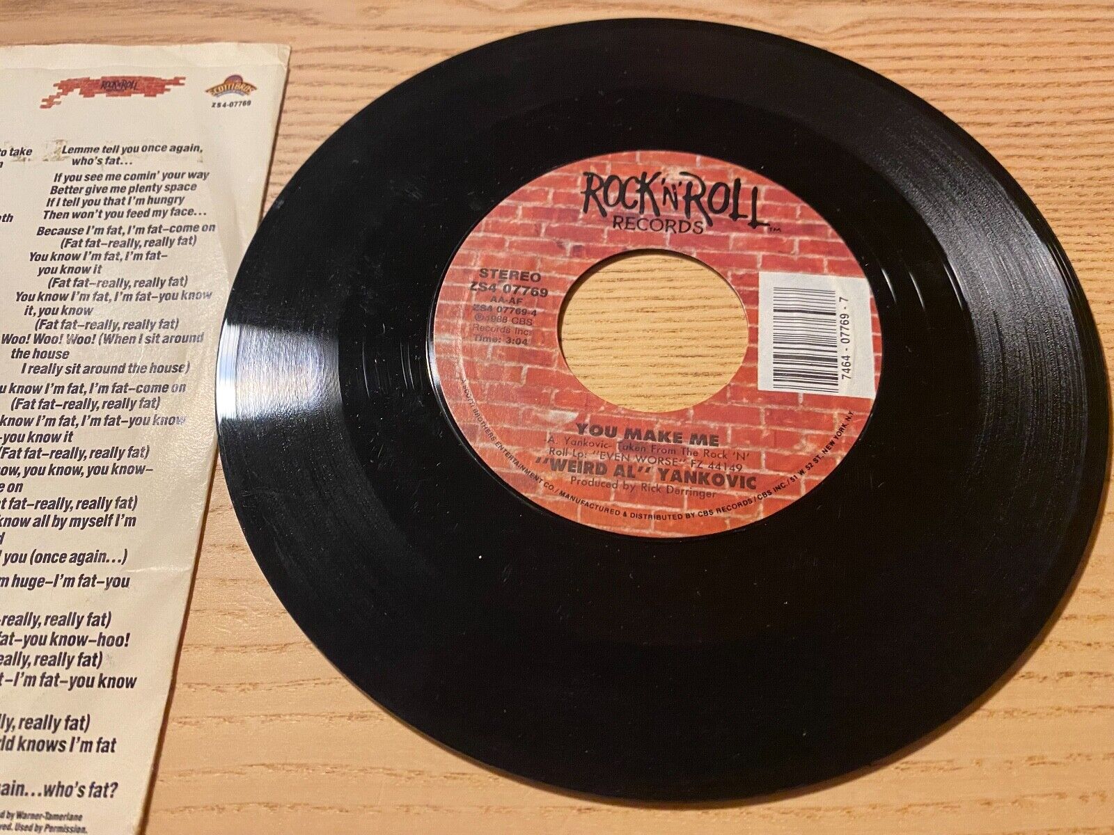 WEIRD AL" YANKOVIC "FAT / YOU MAKE ME" 1988 ROCK´N´ ROLL RECORDS USA PRESSING 7"